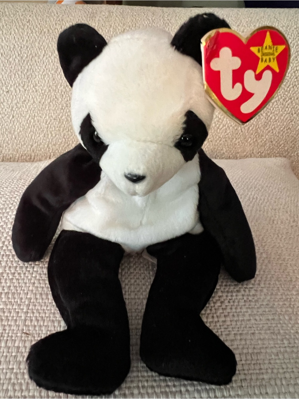 Ty Black and White Panda Plush Beanie Baby “Fortune”